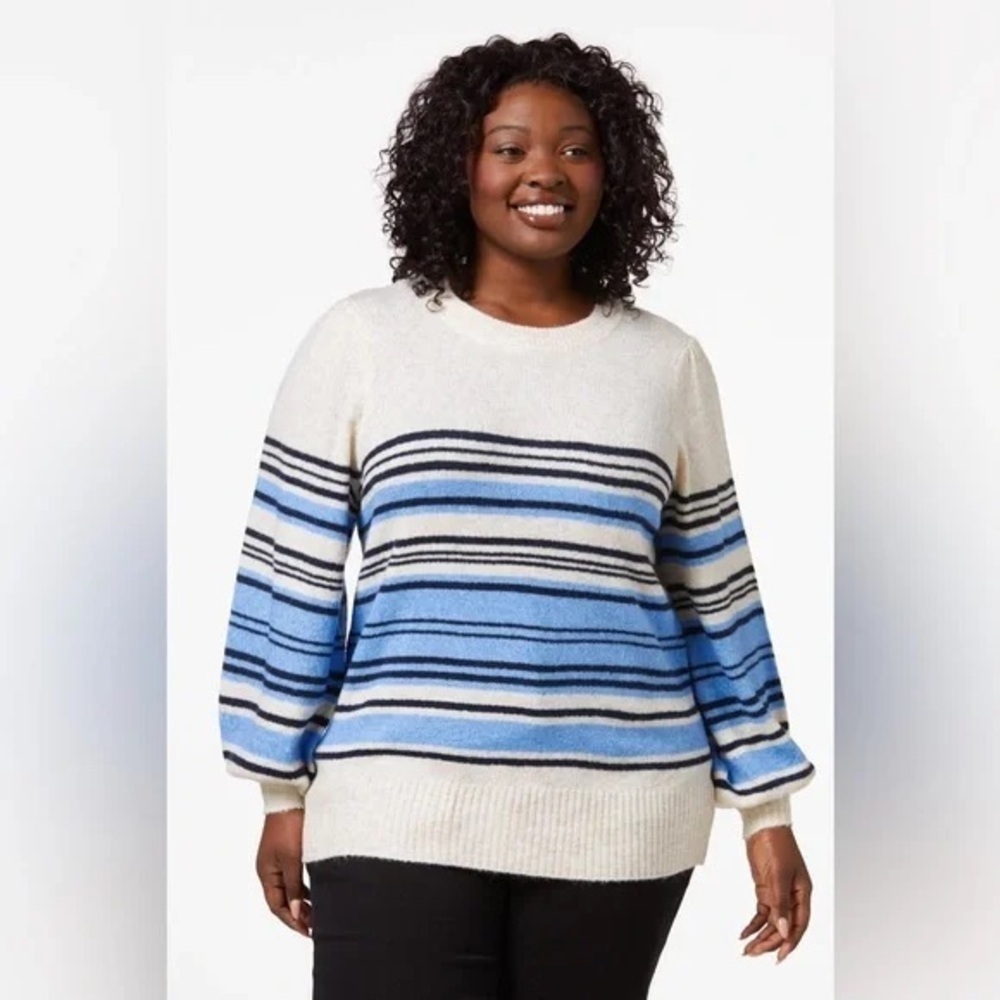 Cato | PLUS SIZE PUFF SLEEVE STRIPED SWEATER Various Sizes Available